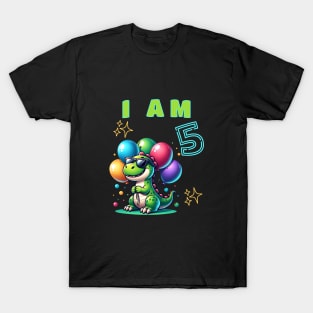 Funny Dino I am 5 years old 5th Birthday T-Shirt